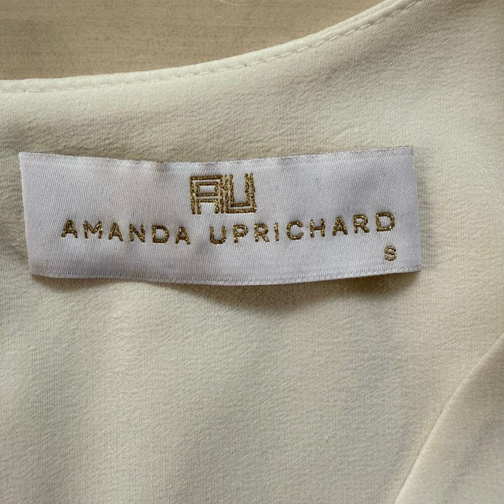 Amanda Uprichard Silk Tank Blouse Draped Ruffles‎ Scoop Neck Ivory, Size Small - Picture 3 of 7